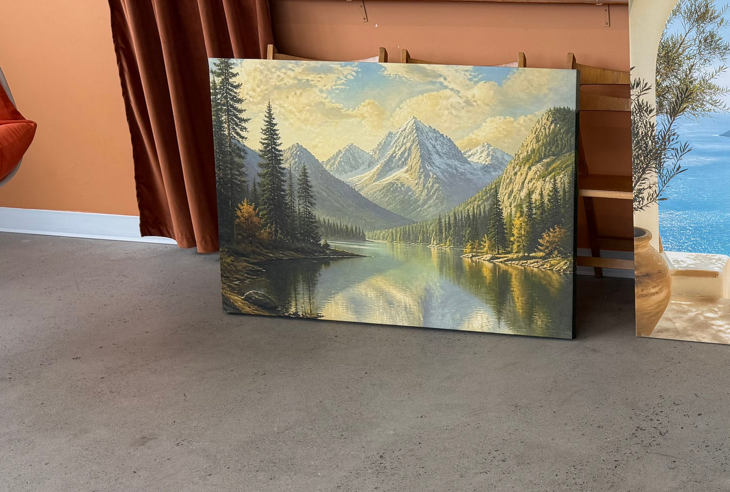 Mountain Lake Canvas Wall Art – Scenic Mountain Landscape with Pine Forest & Lake, Large Nature Wall Decor for Living Room Bedroom – Ready to Hang