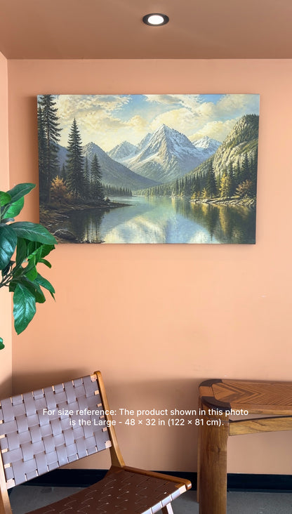 Mountain Lake Canvas Wall Art – Scenic Mountain Landscape with Pine Forest & Lake, Large Nature Wall Decor for Living Room Bedroom – Ready to Hang